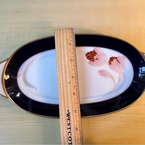 Vintage Legacy by Noritaki Formal butter dish Serving platter blue, white & gold - Picture 12 of 15